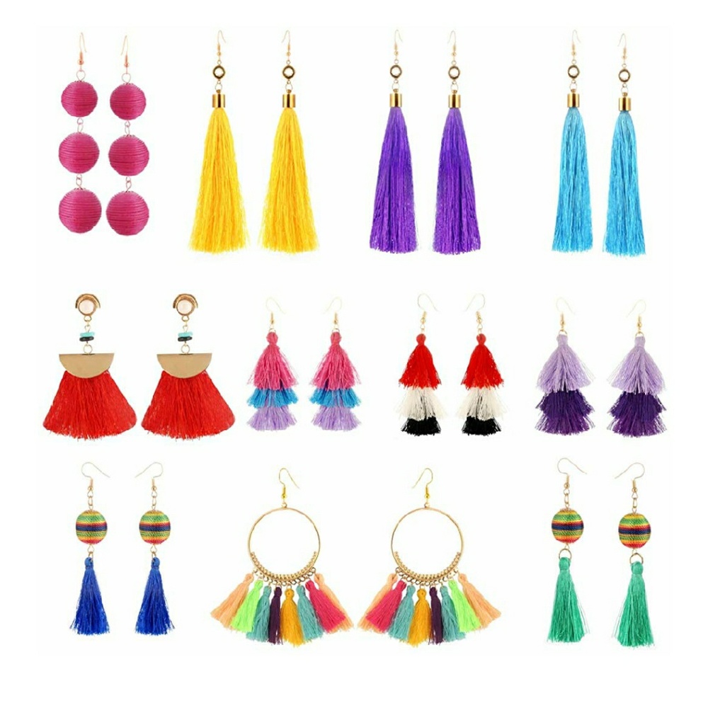 11 Pairs Tassel Earrings for Women Colorful Long